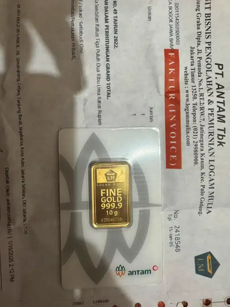 Jual logam mulia antam certified 10 gram