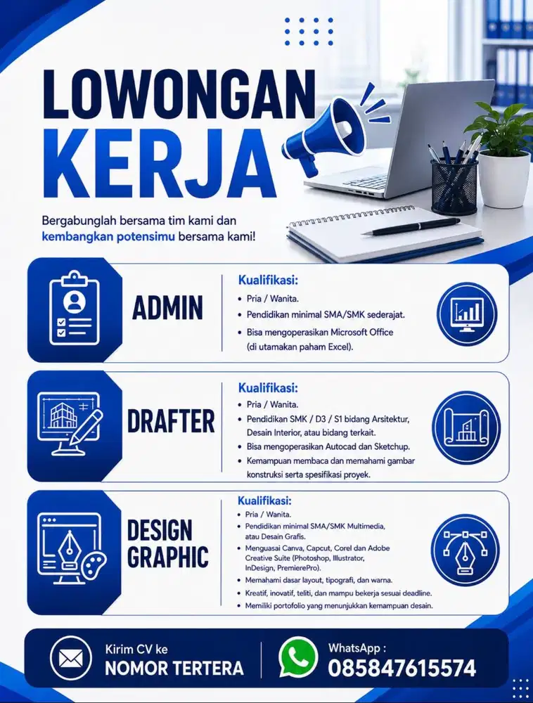 Lowongan (Administrasi, Drafter, Design Graphic) Dibutuhkan Segera!