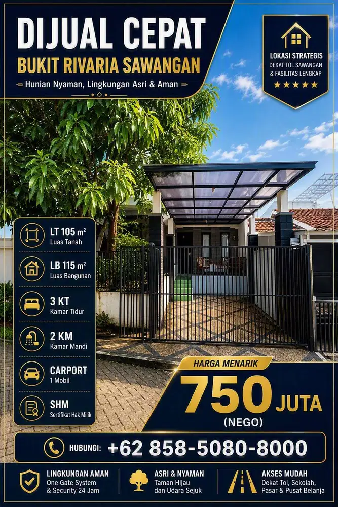 DIJUAL CEPAT RUMAH SIAP HUNI DI BUKIT RIVARIA SAWANGAN