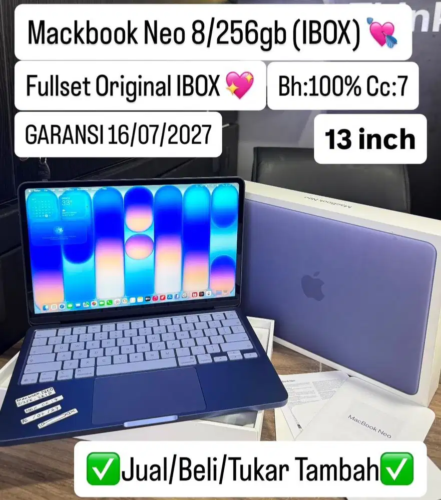 Macbook Neo 8/256 Gb Indigo Ibox garansi panjang