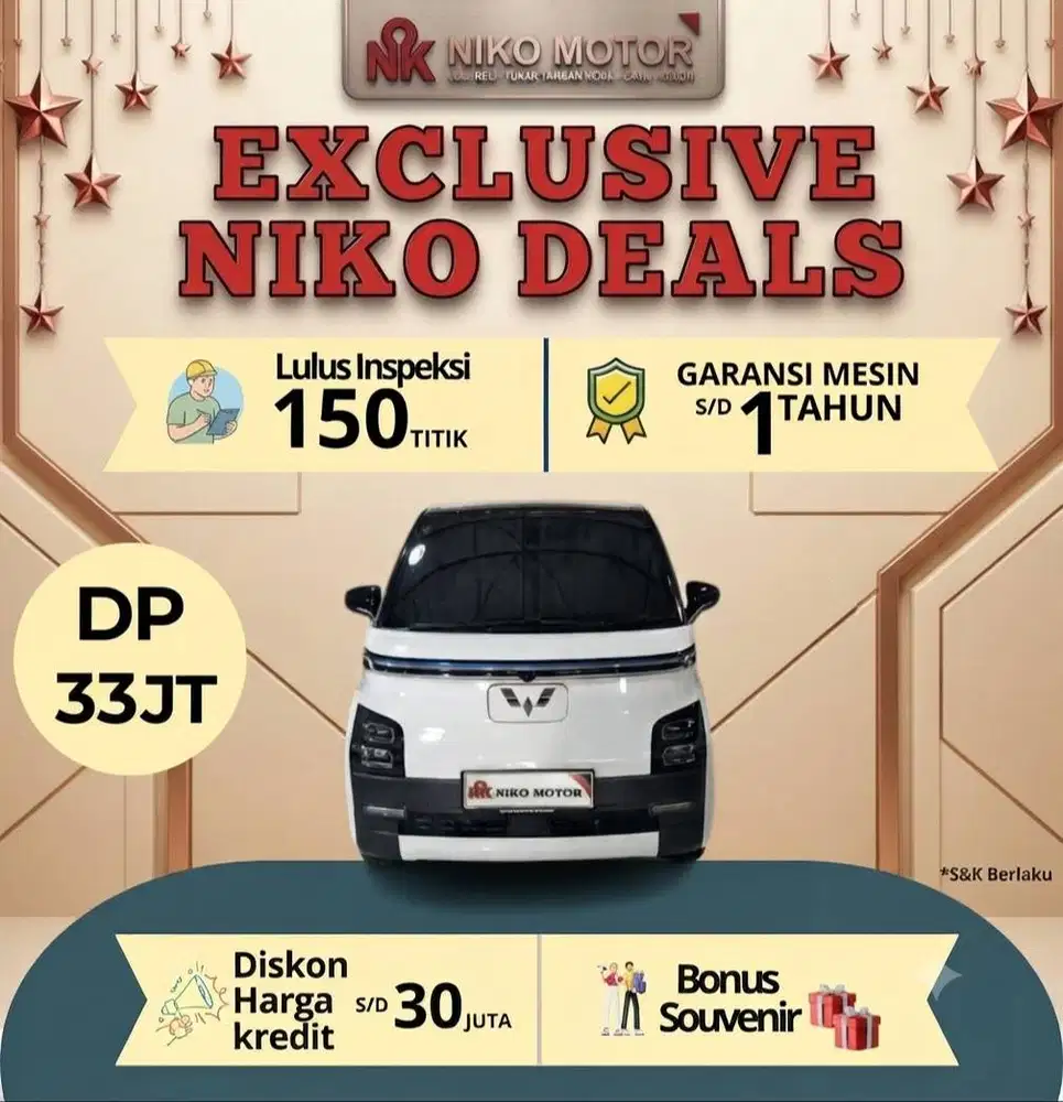(ANTIK KM16RB) WULING AIR EV LONG RANGE KM300 (TIPE TERTINGGI) 2022 AT