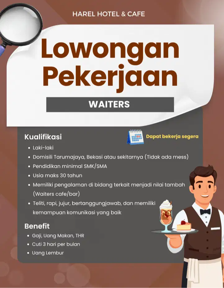 Lowongan Waiters Cafe / Bar