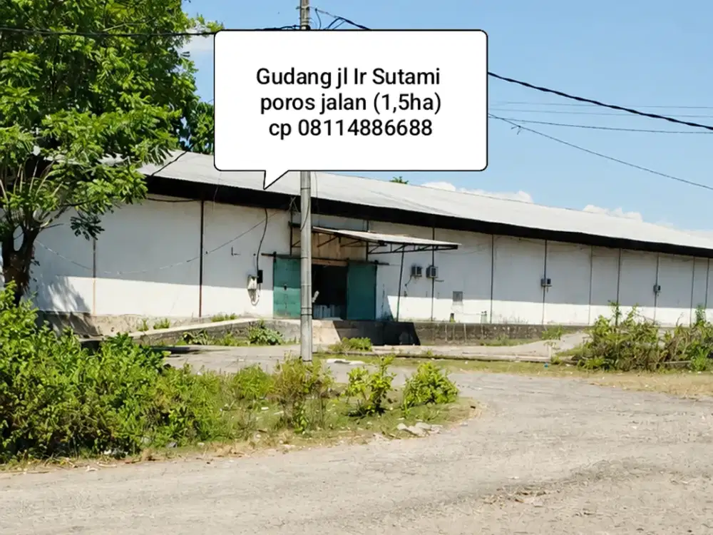 Gudang jl Ir Sutami Makassar 1,5ha Poros Jalan utama