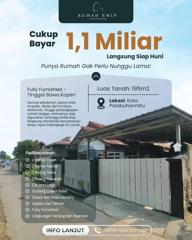 Rumah Villa Fully Furnished Siap Huni!
