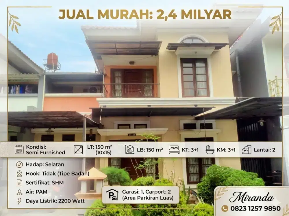 Miranda Jual Rumah SHM 2 Lantai 150m2 Cluster Tjikini Metland Menteng Jual cepat bisa KPR