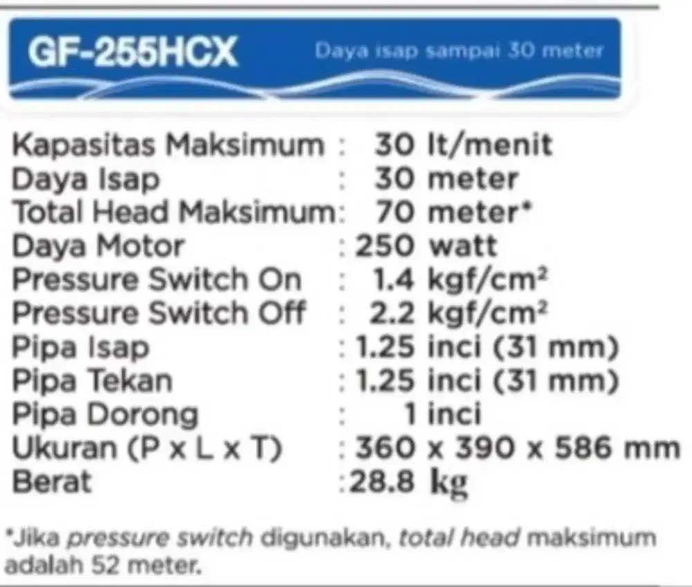 Jetpump panasonic GF-255hcx