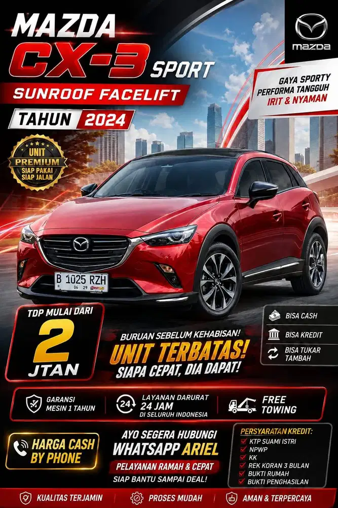 Mazda CX-3 Sport sunroof facelift 2024