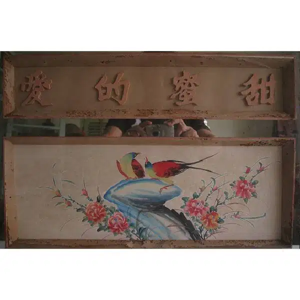 Vintage unik lukisan tangan di kaca Chinese classic era kolonial
