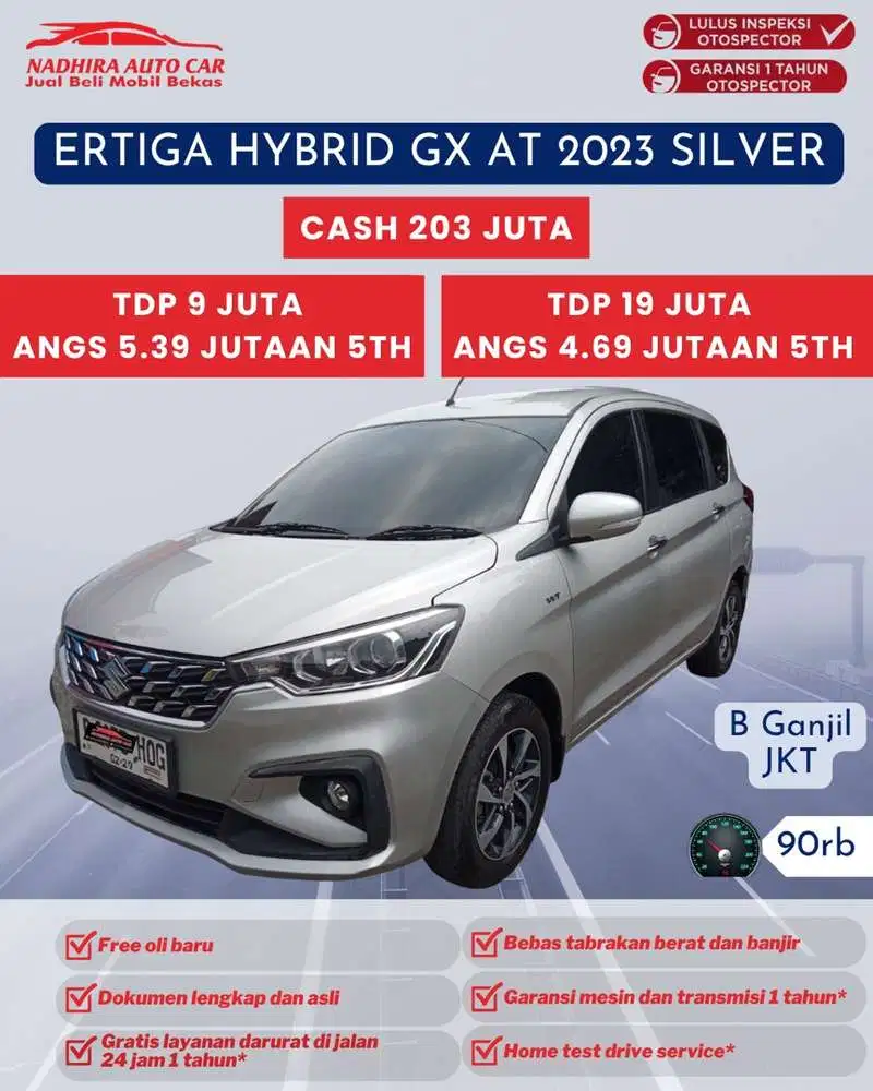 Angsuran 4 Jutaan Ertiga GX Hybrid AT 2023 Silver
