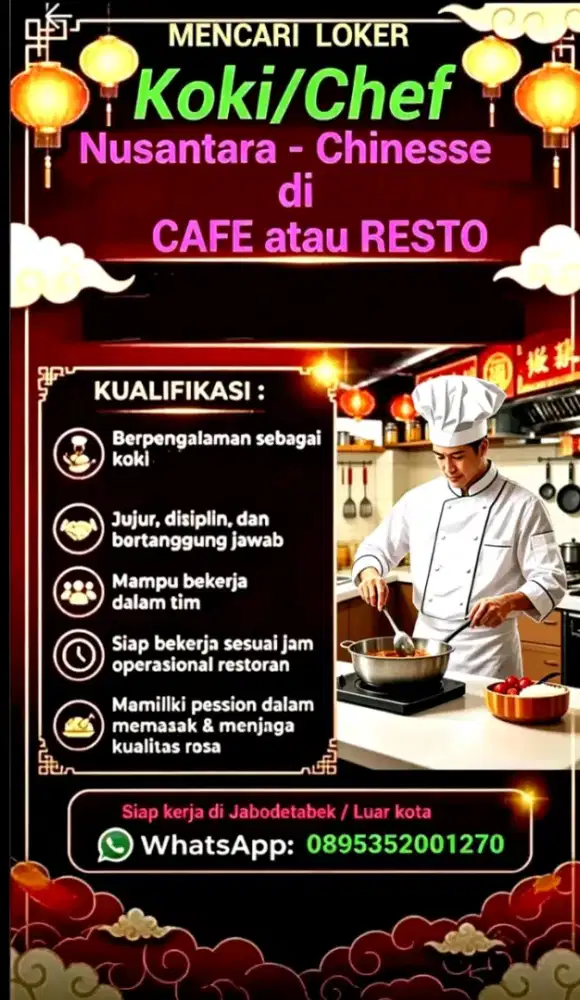 Mencari kerja di Cafe/Resto yg mau buka baru