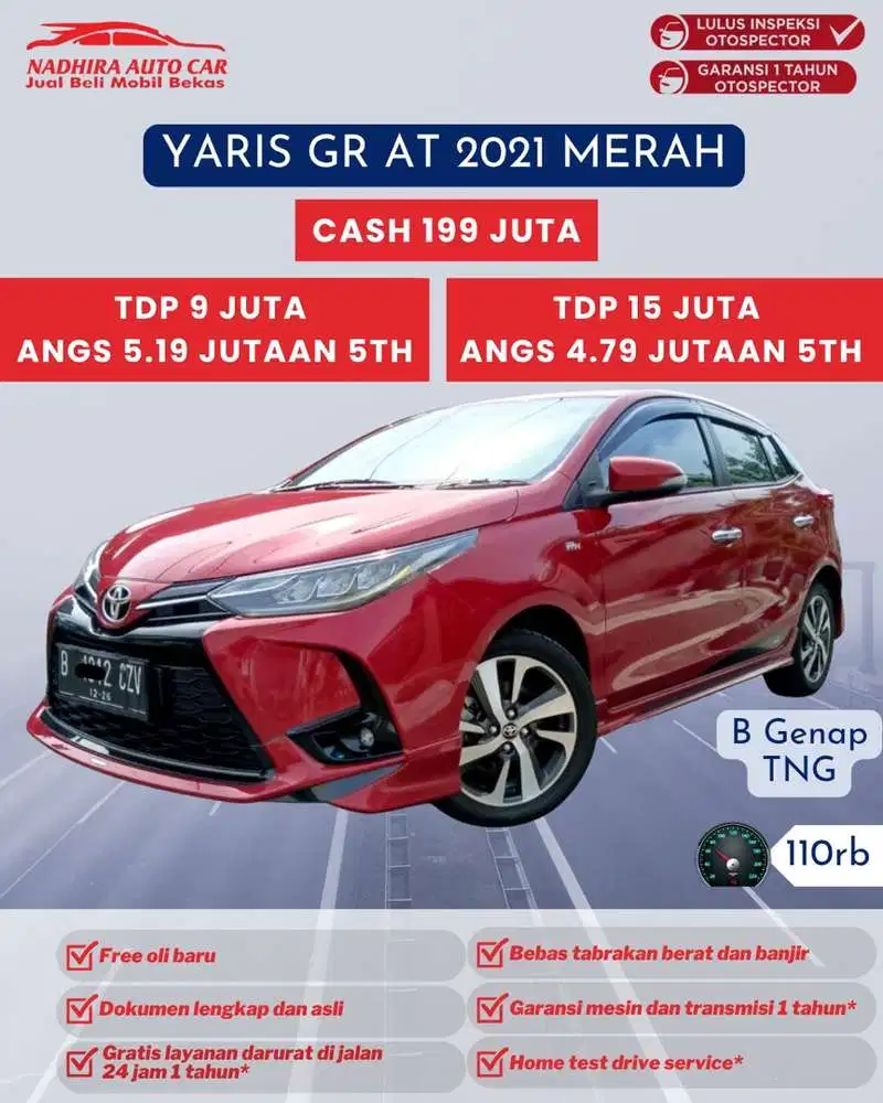 Angsuran 4 Jutaan Yaris GR AT 2021 Merah