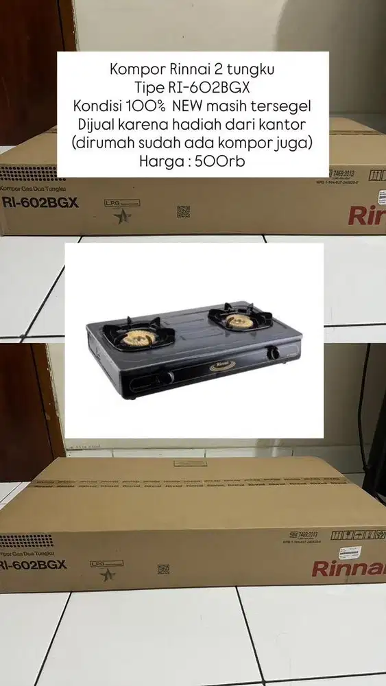 Kompor Gas Rinnai RI-602BGX 2 tungku