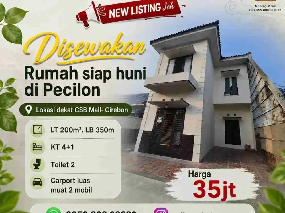 Disewakan Rumah siap Huni di Pecilon dekat CSB Mall