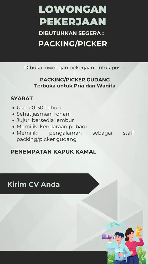 Lowongan Kerja Packing/Picker Gudang