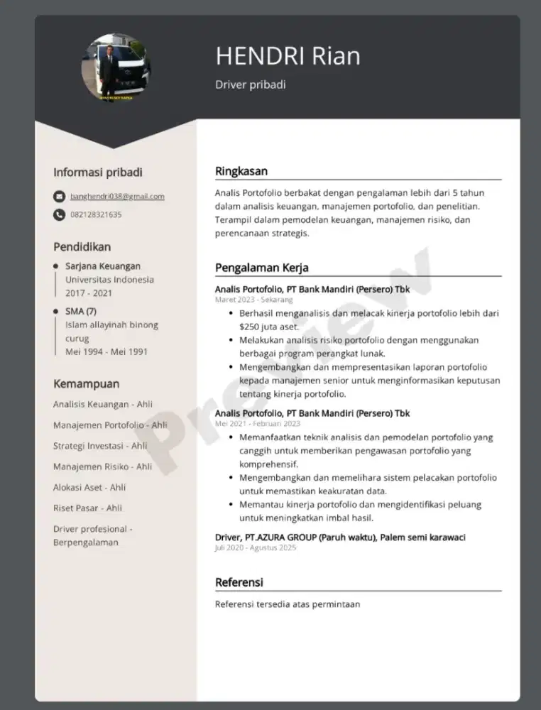 Cari kerjaan driver pribadi