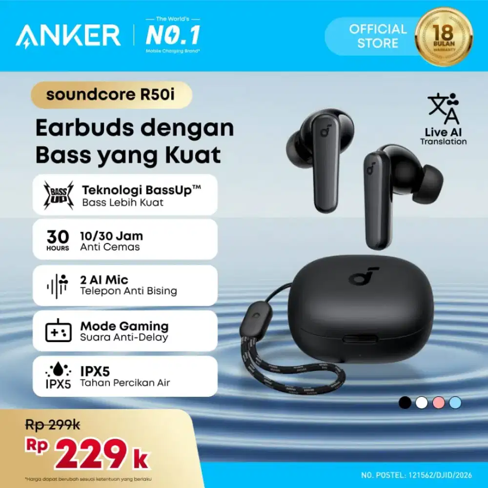Tws Soundcore R50i warna hitam