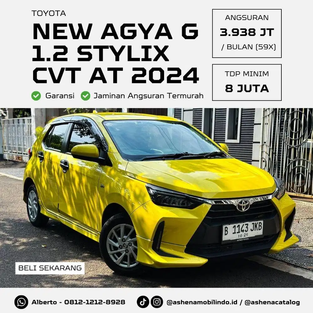 [KM 16RB] New Agya G 1.2 Stylix CVT AT LOW KM Kuning DP Minim 8jt