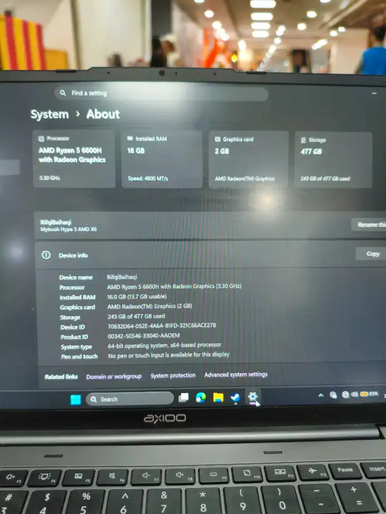 Jual Cepat Laptop Axioo Hype 5 RAM 16gb