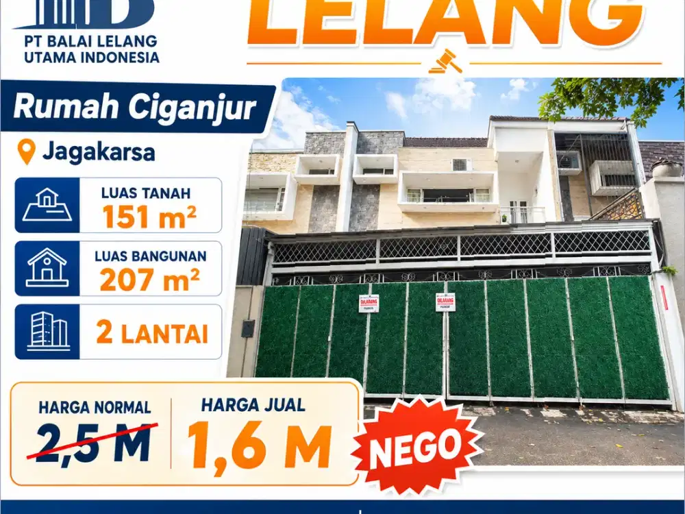 Jual Rumah Lelang Siap Huni Harga Murah Lokasi Ciganjur Jagakarsa Jakarta Selatan