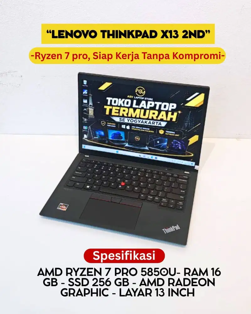 LENOVO THINKPAD X13 2ND AMD RYZEN 7 PRO 5850U RAM 16GB SSD 256GB ORI