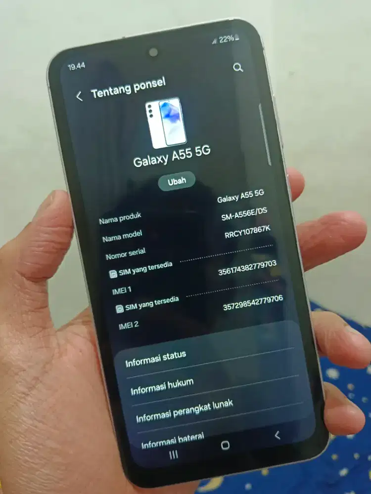 Samsung A55 5G ram 12/256Gb fisik super mulus like new normal semua