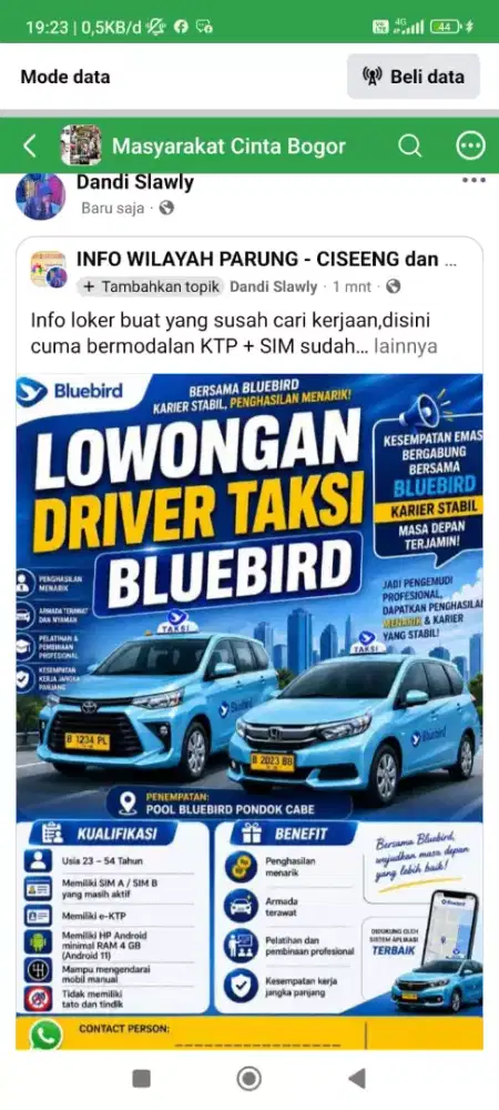 Ayo bergabung bersama kami blue bird pool pondok cabe