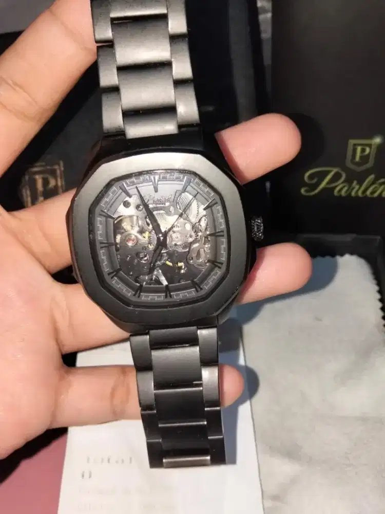 JAM TANGAN TANPA BATERAI MERK PARLENT GALLANT  PHANTOM STEEL