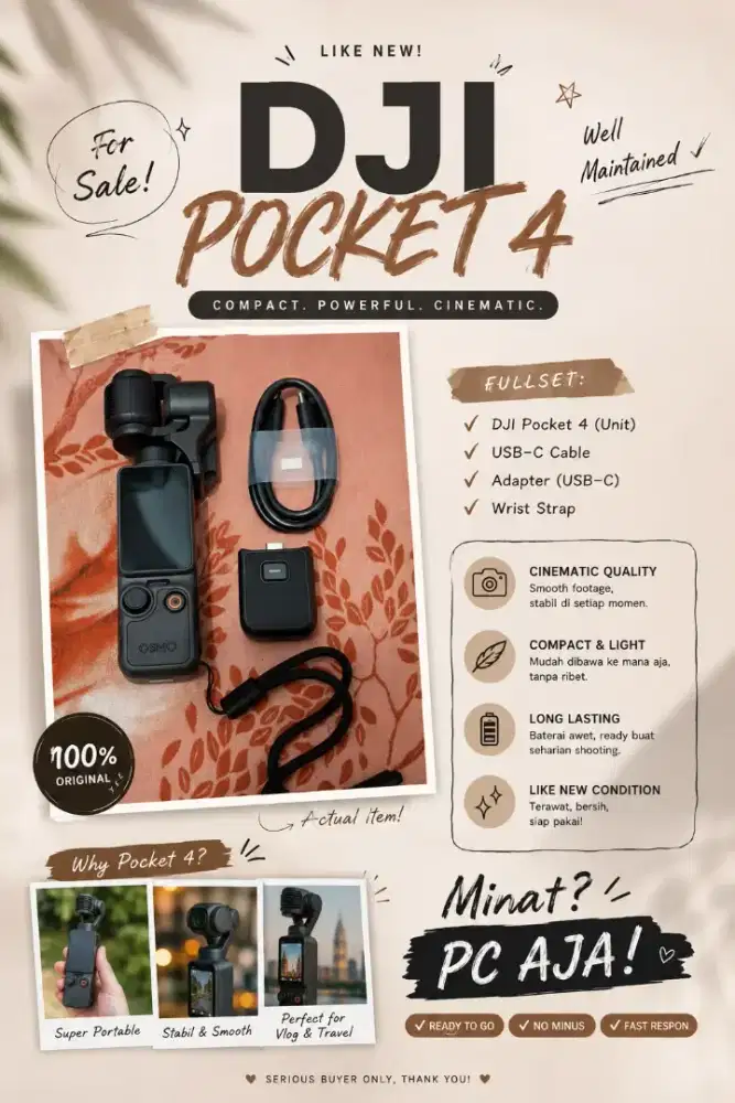 [WTS] DJI Osmo Pocket 4 - Like New / Mulus / Garansi : Resmi