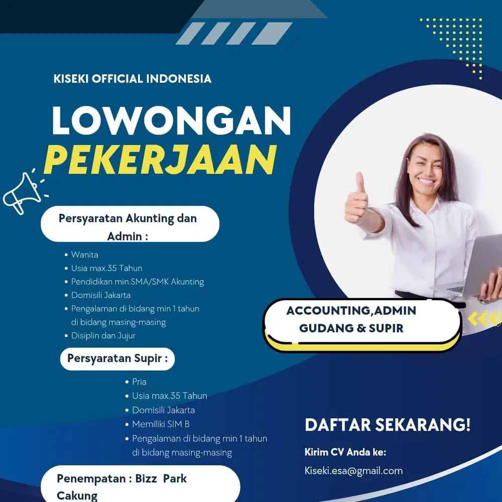 Lowongan Admin accounting & Admin gudang