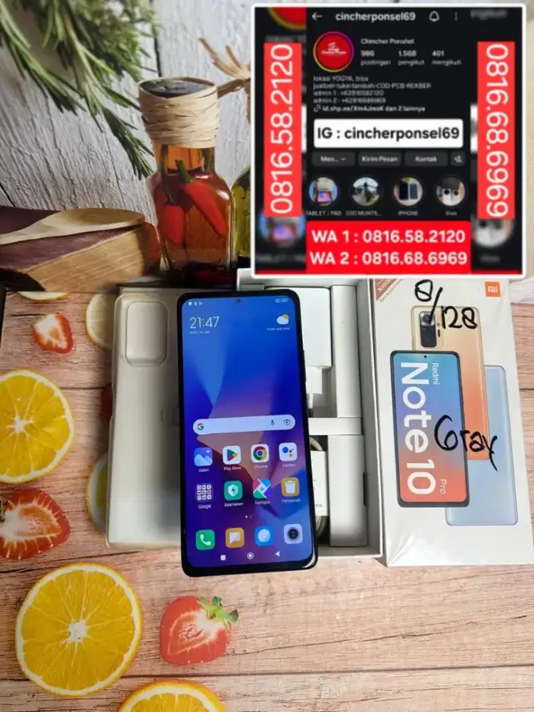 Jual hp Xiaomi redmi note 10 pro 8/128 istimewa siap pakai