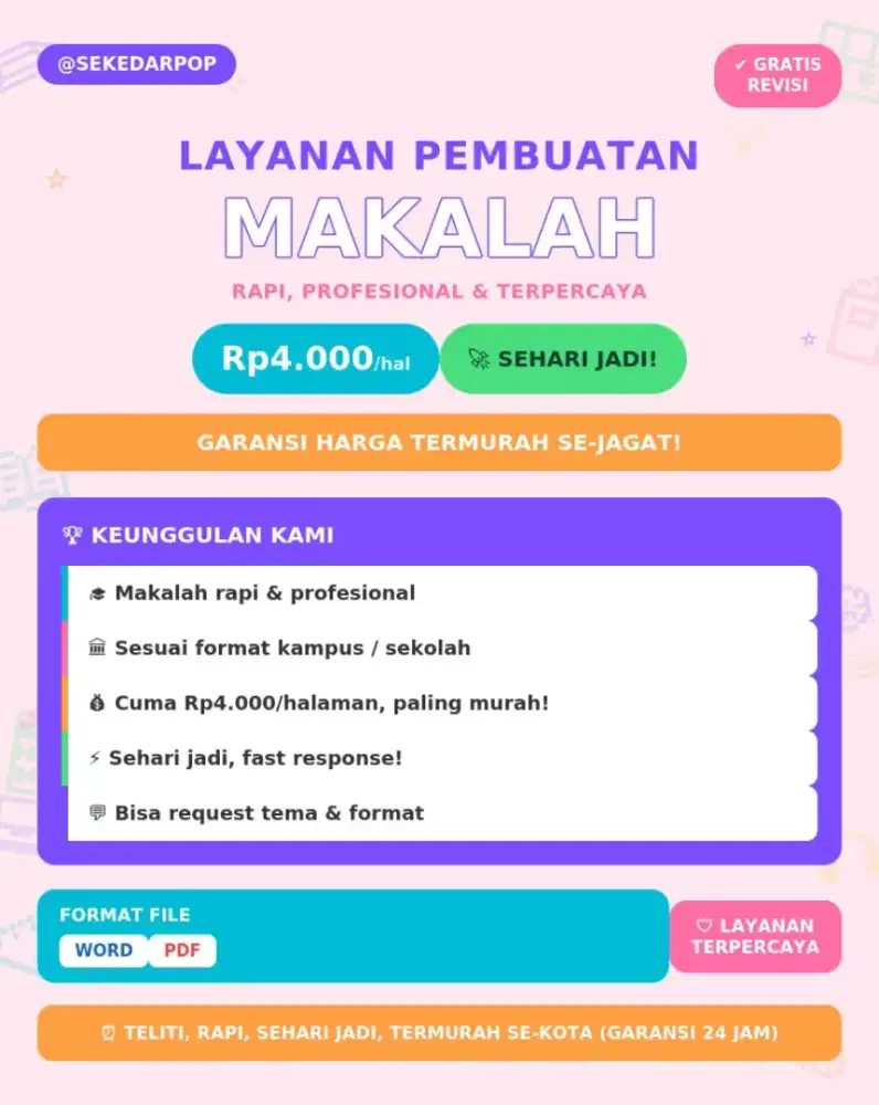 Jasa membuat makalah karya tulis sehari jadi