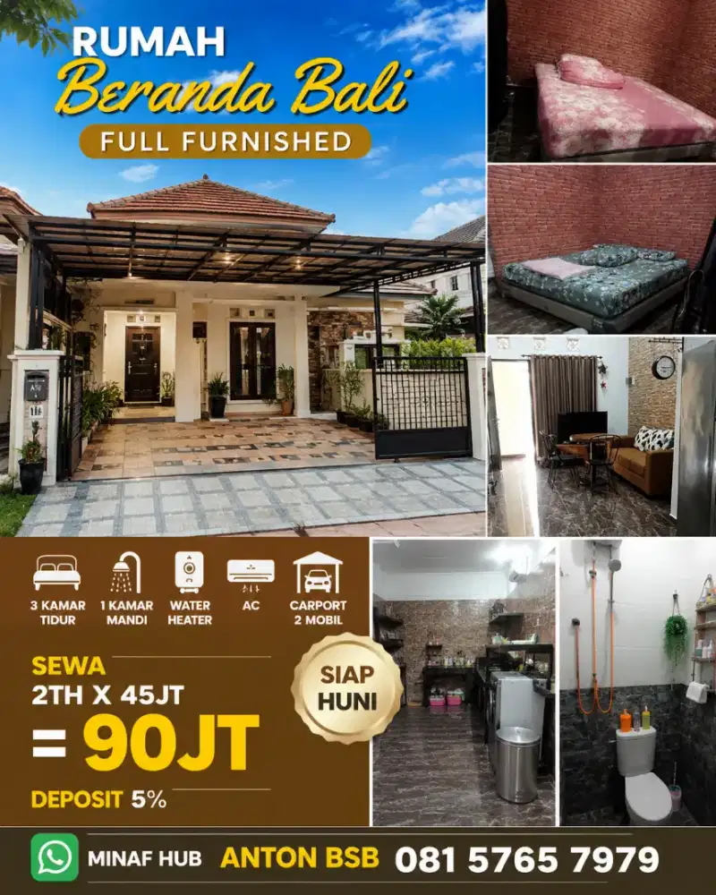 Sewa Beranda bali furnished kedaton bsb city citraland ivy park murah
