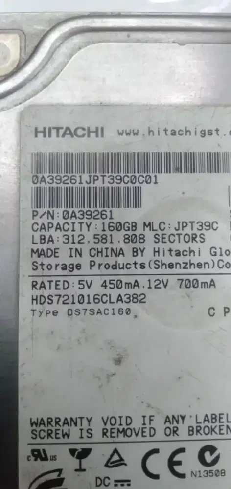 Di jual alat penyimpan data cctv,game PS,komputr,leptop hardisk 160 gb