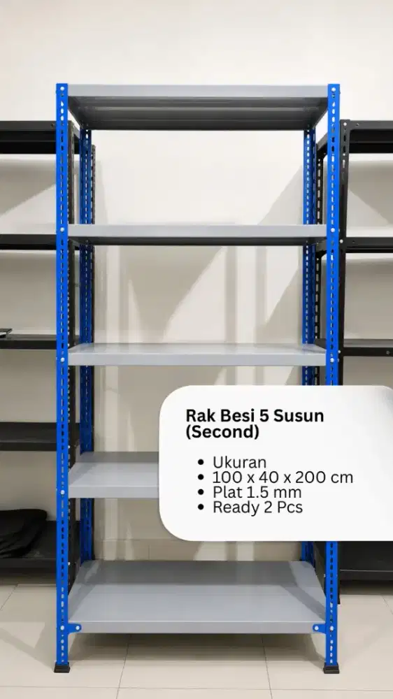 Rak Besi Gudang Susun 5 100x40x200 cm Second