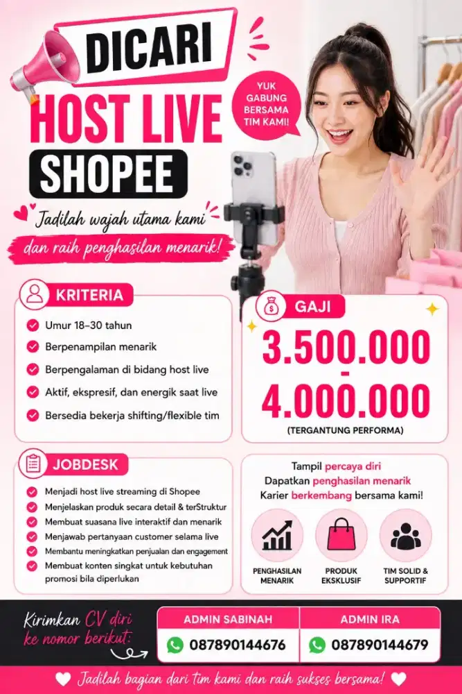 Dicari host live berpengalaman