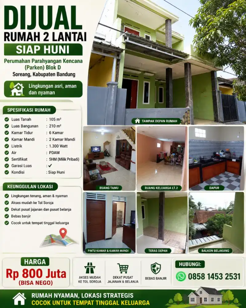 Rumah di jual cepat masuk mobil lokasi di parken  soreang