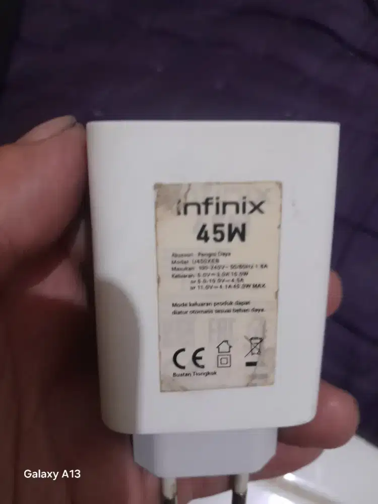Kepala charger Infinix 45watt original fast charging bgus mulus