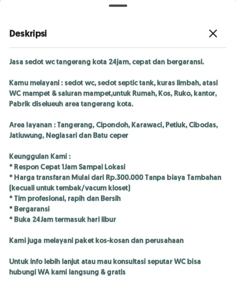 Sedot wc Tangerang murah