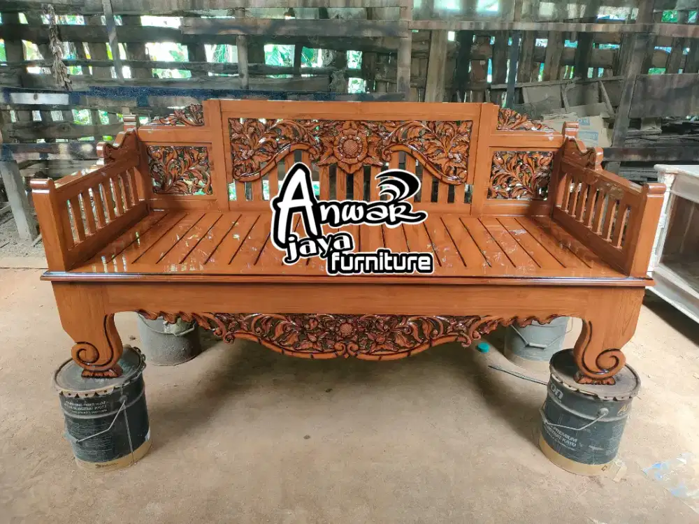Bangku santai ukir new full kayu jati
