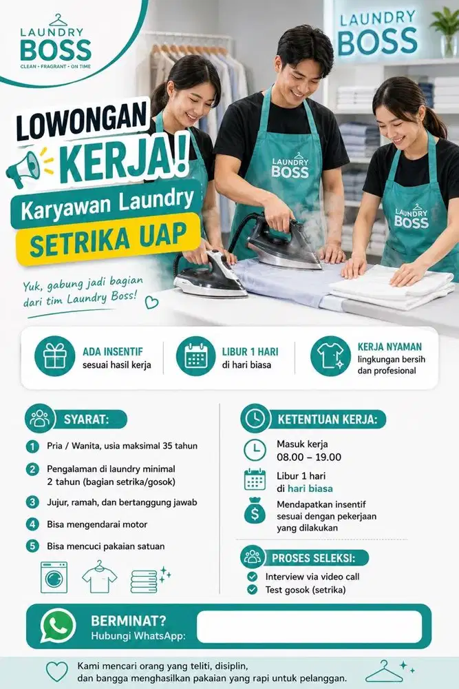 Karyawan laundry- setrika uap