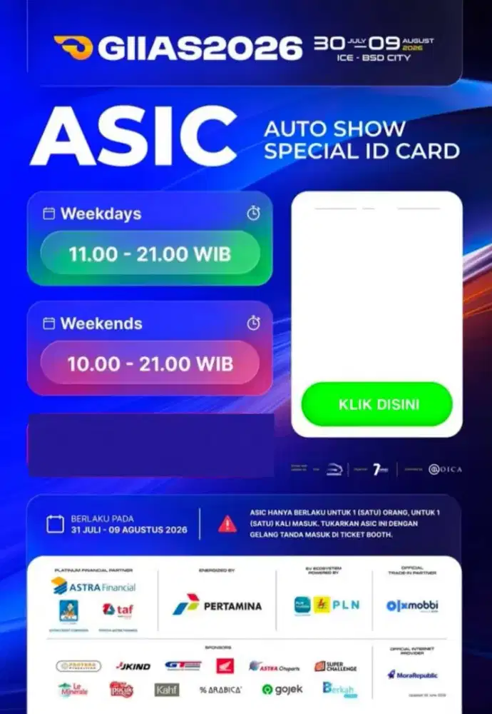 Jual Tiket GIIAS Weekend Sabtu-Minggu