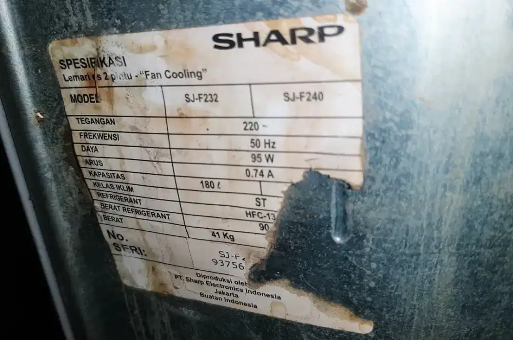Kulkas Sharp 2 Pintu Bekas