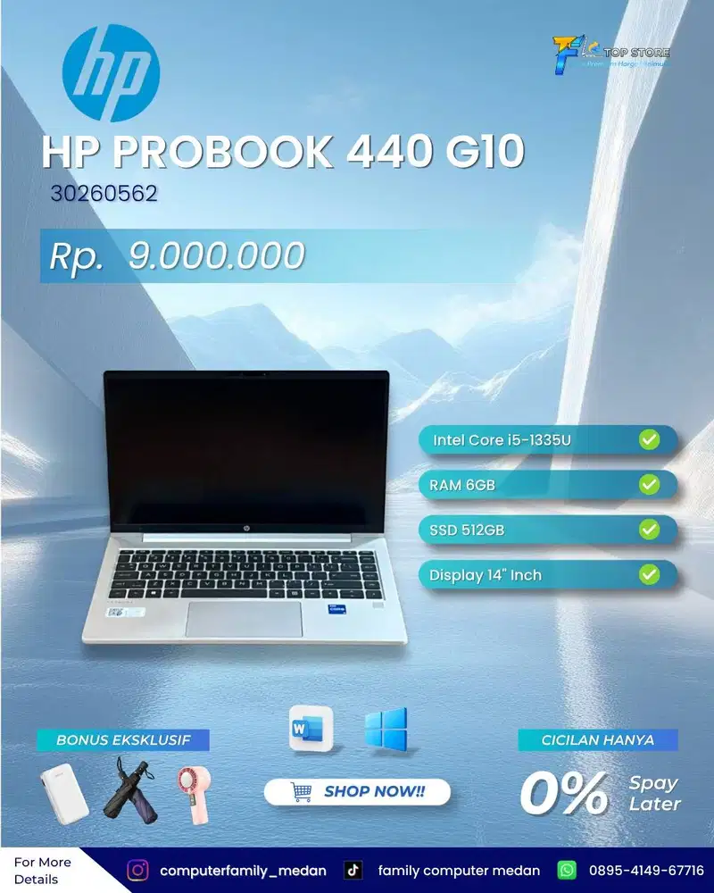 HP PROBOOK 440 14INCH G10 INTEL CORE I5-1335U RAM 16GB SSD 512GB GARAN