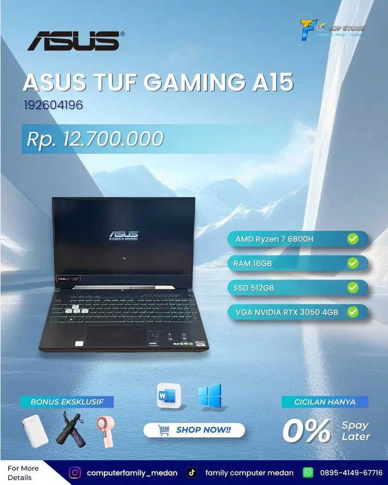 ASUS TUF GAMING A15-FA507RC AMD RYZEN 7-6800H SSD 512/16GB RTX 3050 4G