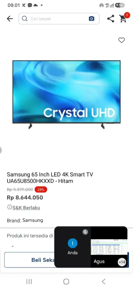 Samsung 65 inch led 4k Ua65u8500h