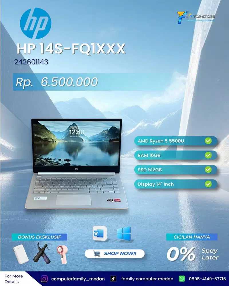 HP 14S-FQ1XXX AMD RYZEN 5-5500U SSD 512GB RAM 16GB