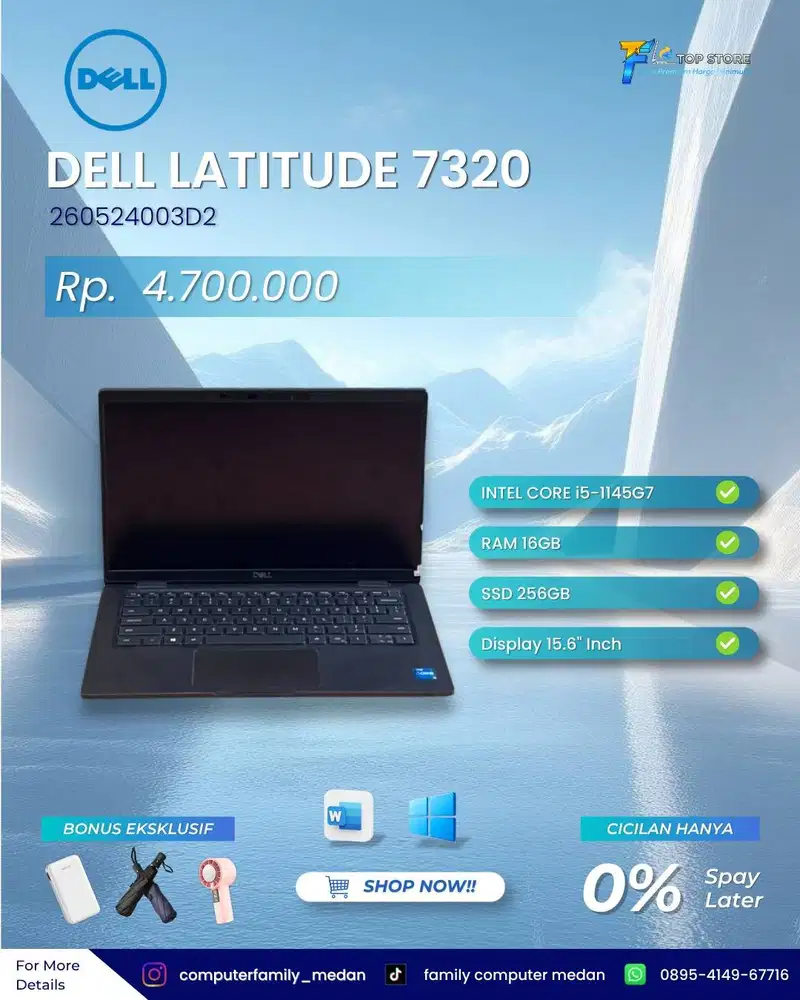 DELL LATITUDE 7320 RAM 16 GB SSD 256 GB INTEL CORE I5-1145G7 BACKLITE