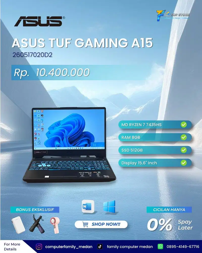 ASUS TUF GAMING A15-FA506NFR AMD RYZEN 7 7435HS RAM 8GB SSD 512GB RTX