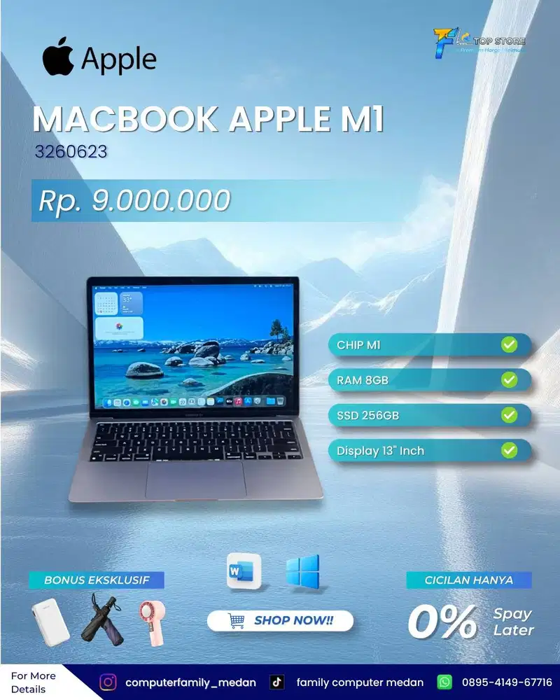 MACKBOOK APPLE M1 RAM 8GB SSD 256GB ID/A IBOX 13 2020