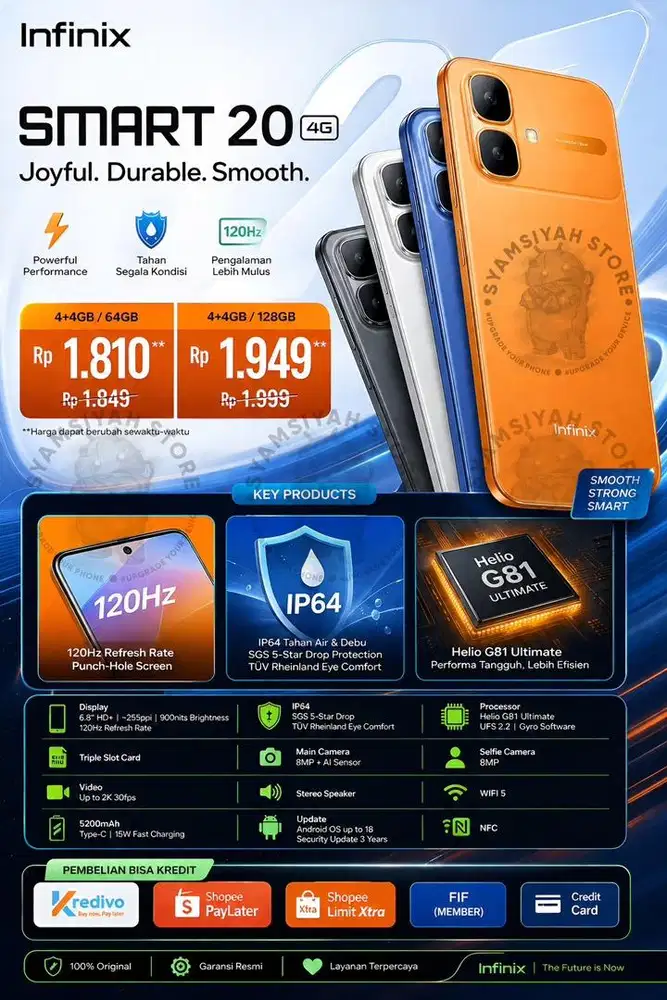Ready dan Promo Di harga 1jt an saja Infinix Smart 20